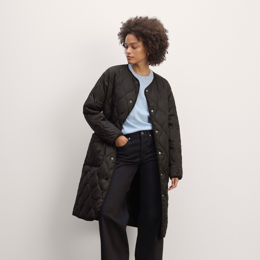 Everlane Women's Long Quilted Liner in Black, Size Large